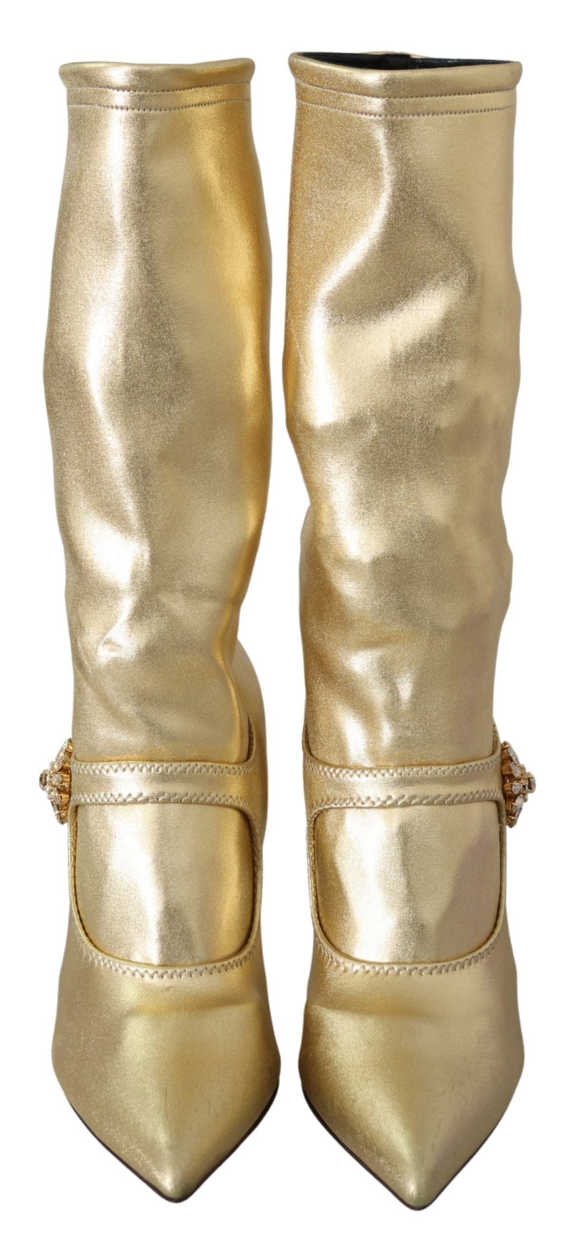 Dolce &amp; Gabbana Elegant Gold Boot Boot sukat strassit