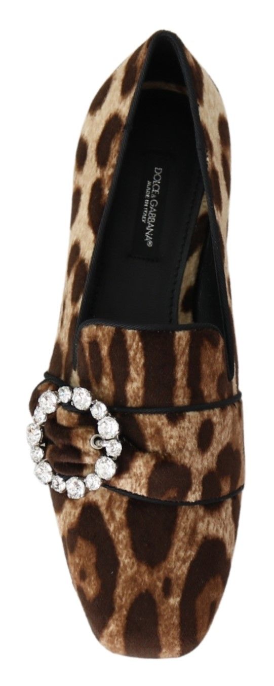 Dolce &amp; Gabbana Leopard Print Crystal koristellut loafers