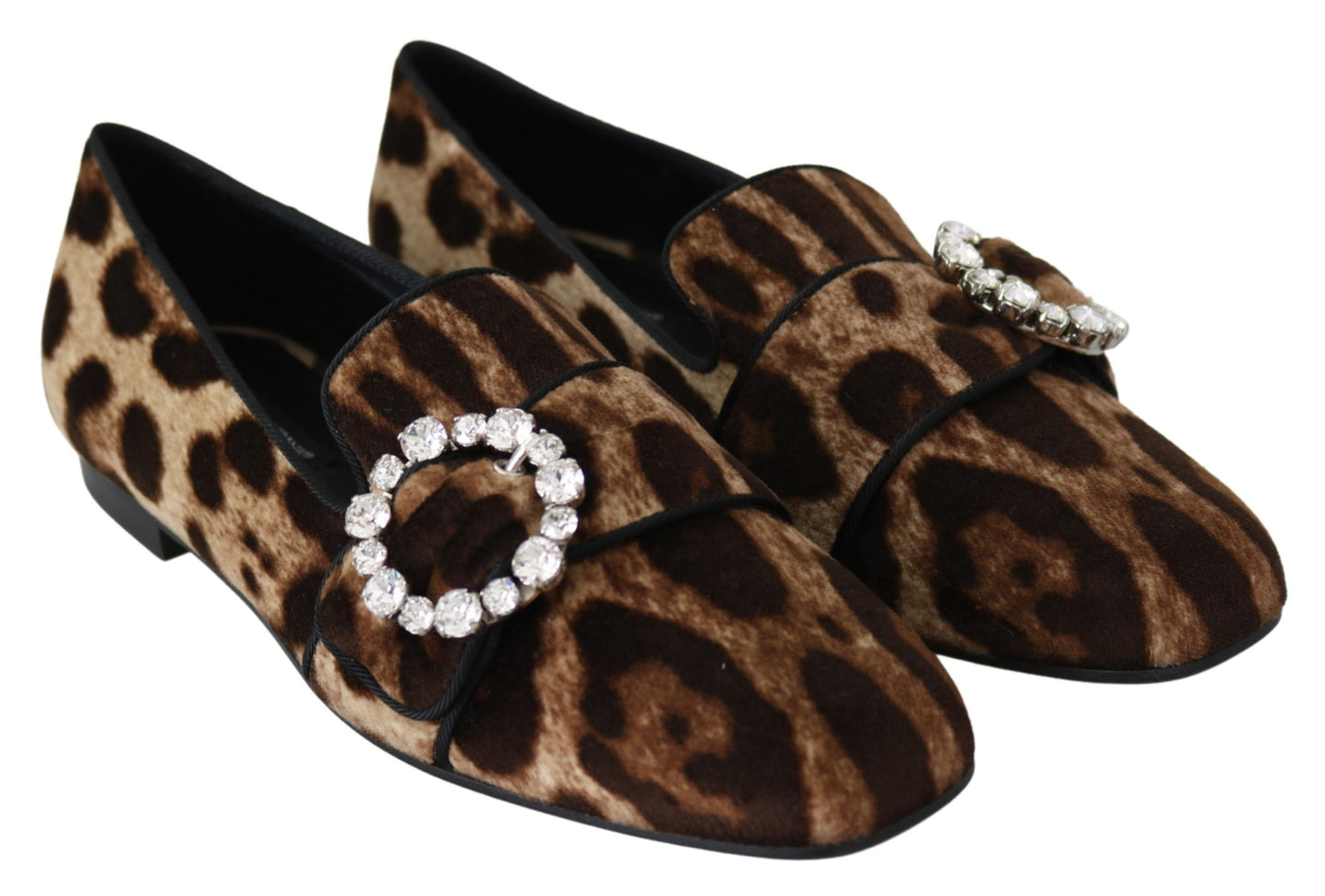 Dolce &amp; Gabbana Leopard Print Crystal koristellut loafers