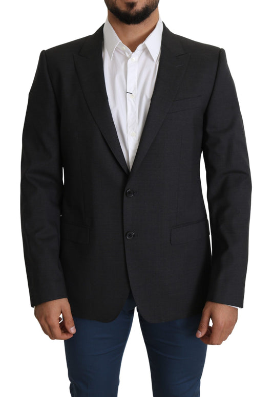 Dolce &amp; Gabbana Elegant grey blazer in silk blend and wool