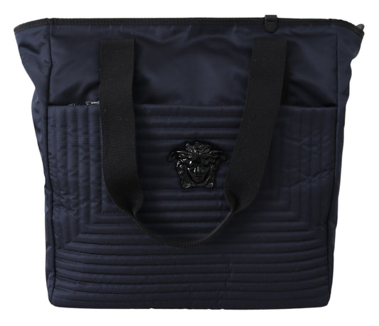 Versace Elegant Blue Nylon Kangaskassi