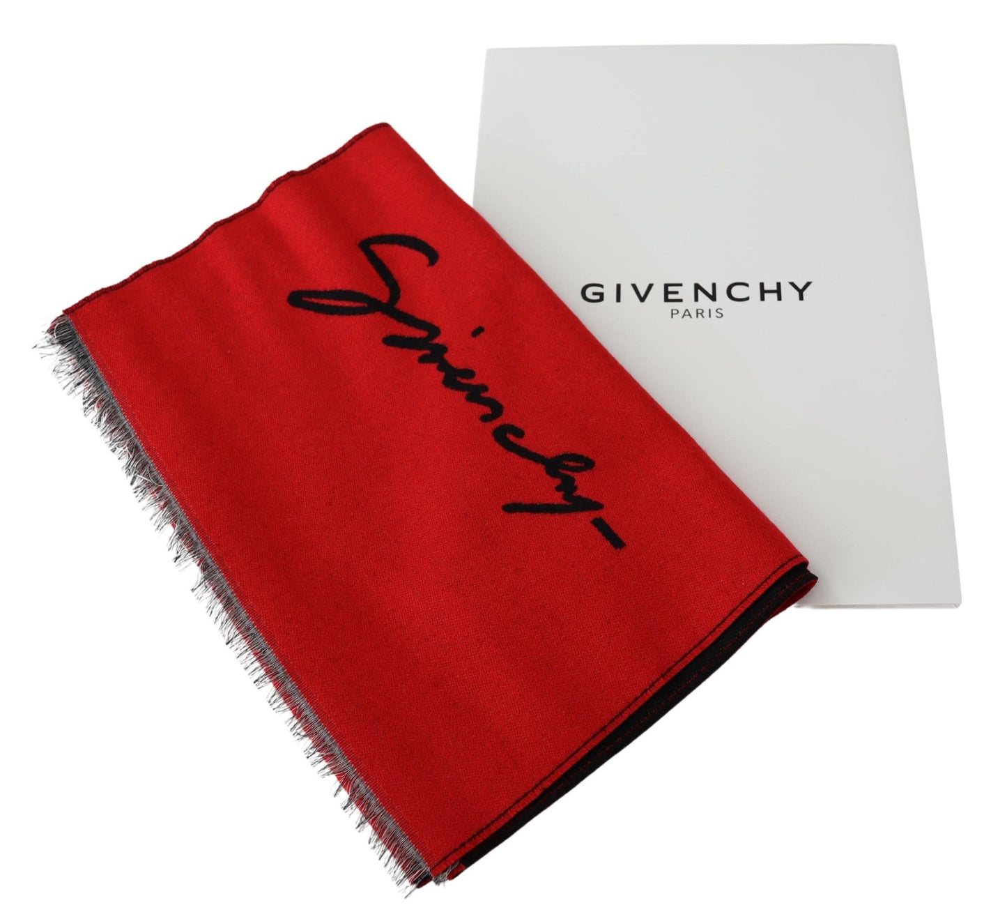 Givenchy Elegantti punainen unisex-villasekoitehuivi