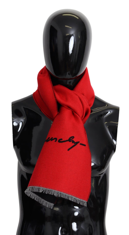 Givenchy Elegant red unisex wool blend scarf