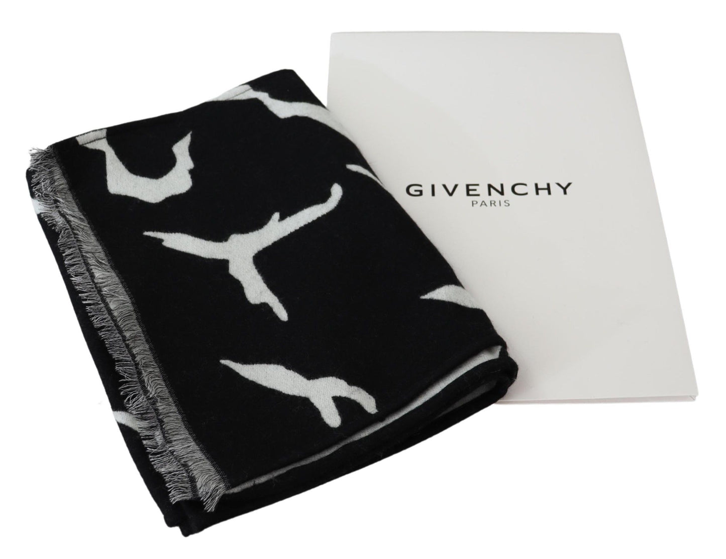 Givenchy Elegant unisex huivi villasta ja silkistä mustavalkoisena