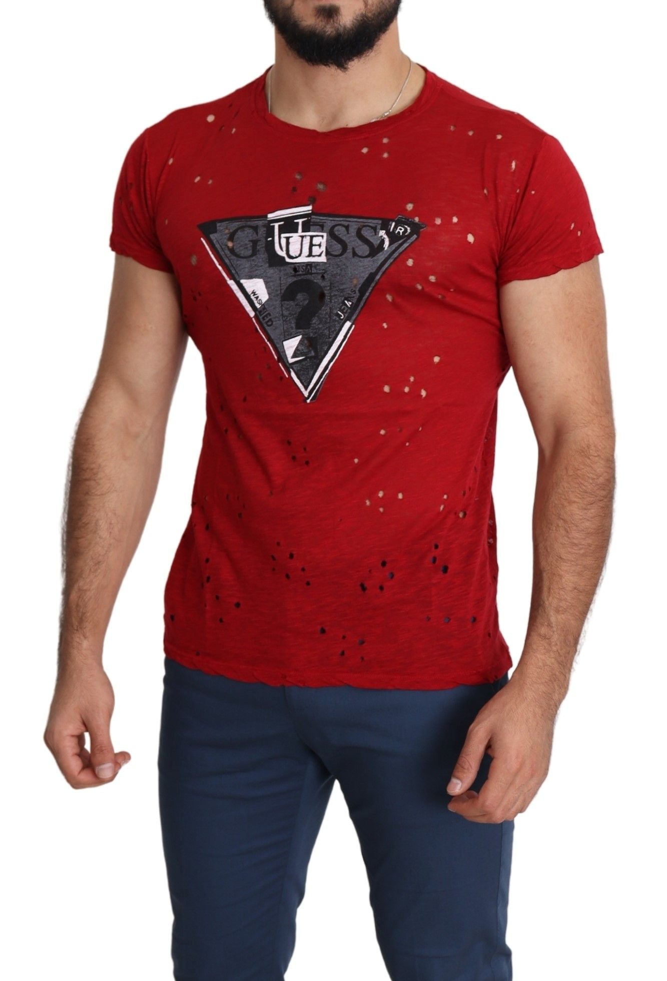 Guess Strahlend rotes Baumwoll-T-Shirt - perfekt für jeden Tag