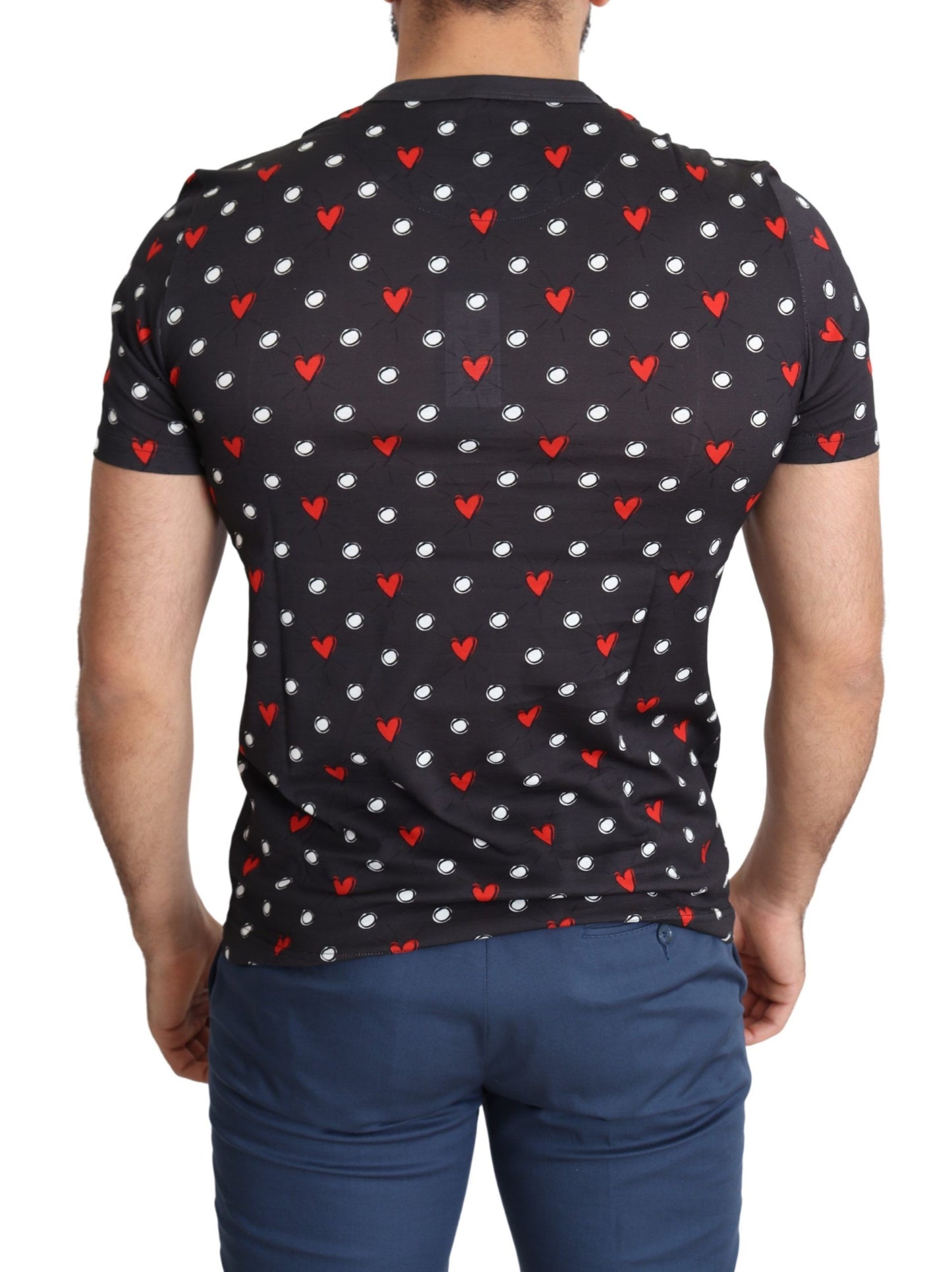 Dolce &amp; Gabbana Chic grey cotton T-shirt with heart prints