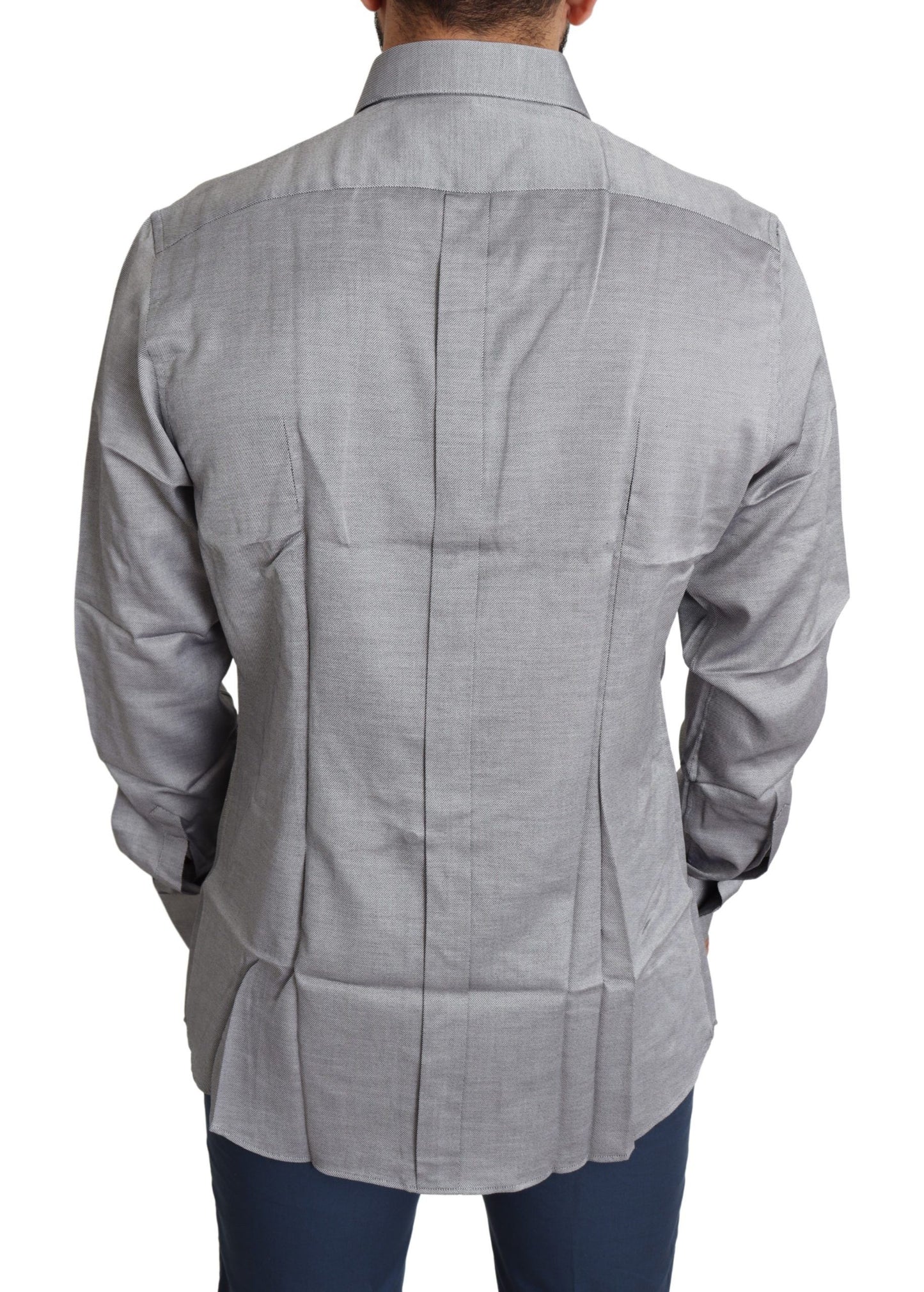 Dolce &amp; Gabbana Elegant grey slim fit cotton shirt