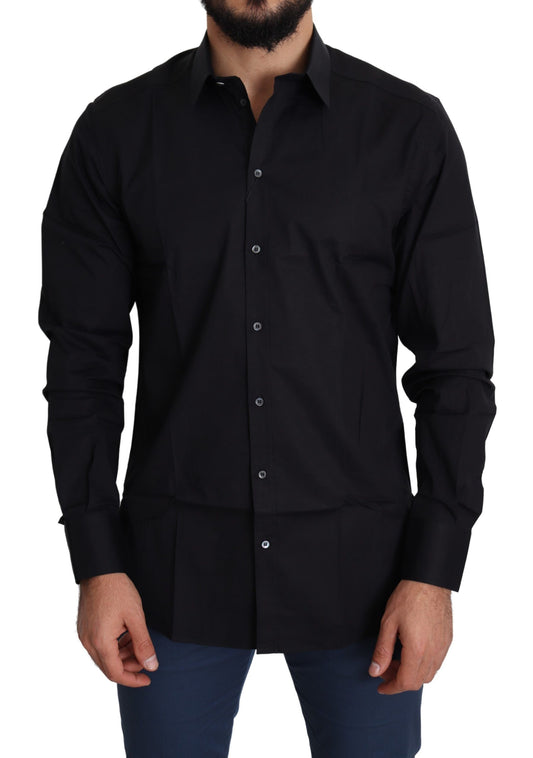 Dolce &amp; Gabbana Elegant Black Cotton Stretch Shirt