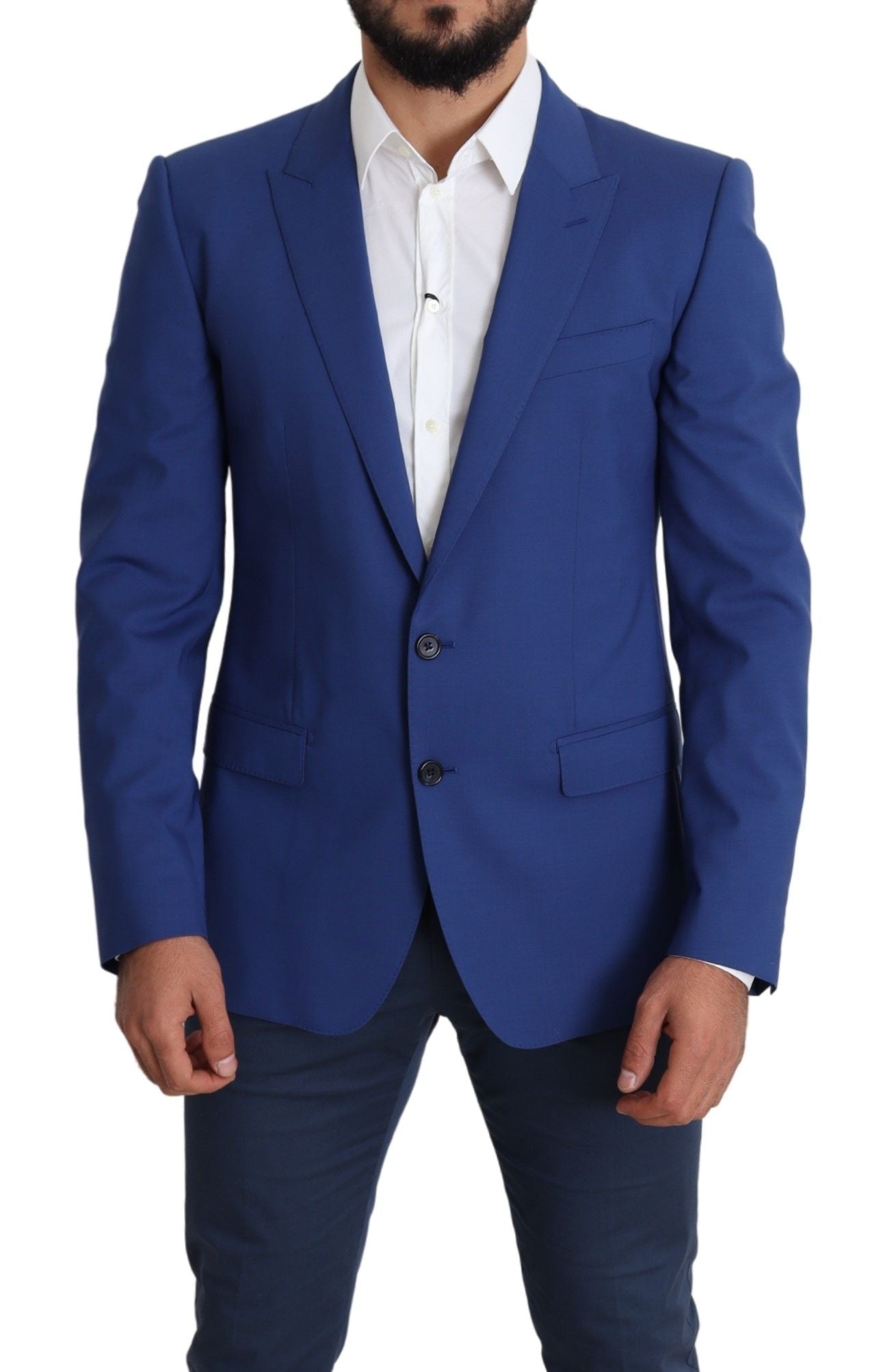 Dolce &amp; Gabbana Exquisite Blue Wool Martini Blazer -takki