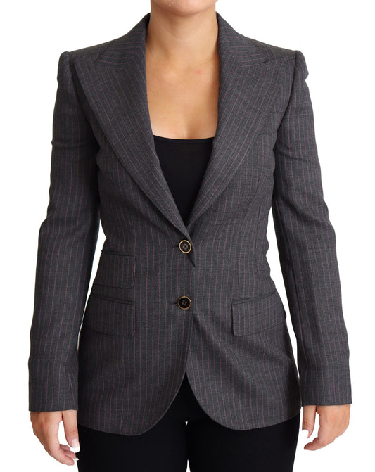 Dolce & Gabbana Eleganter Grauer Blazer aus Stretchwolle