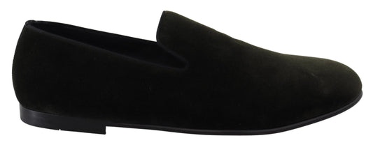 Dolce & Gabbana Elegante Loafer aus grünem Samt