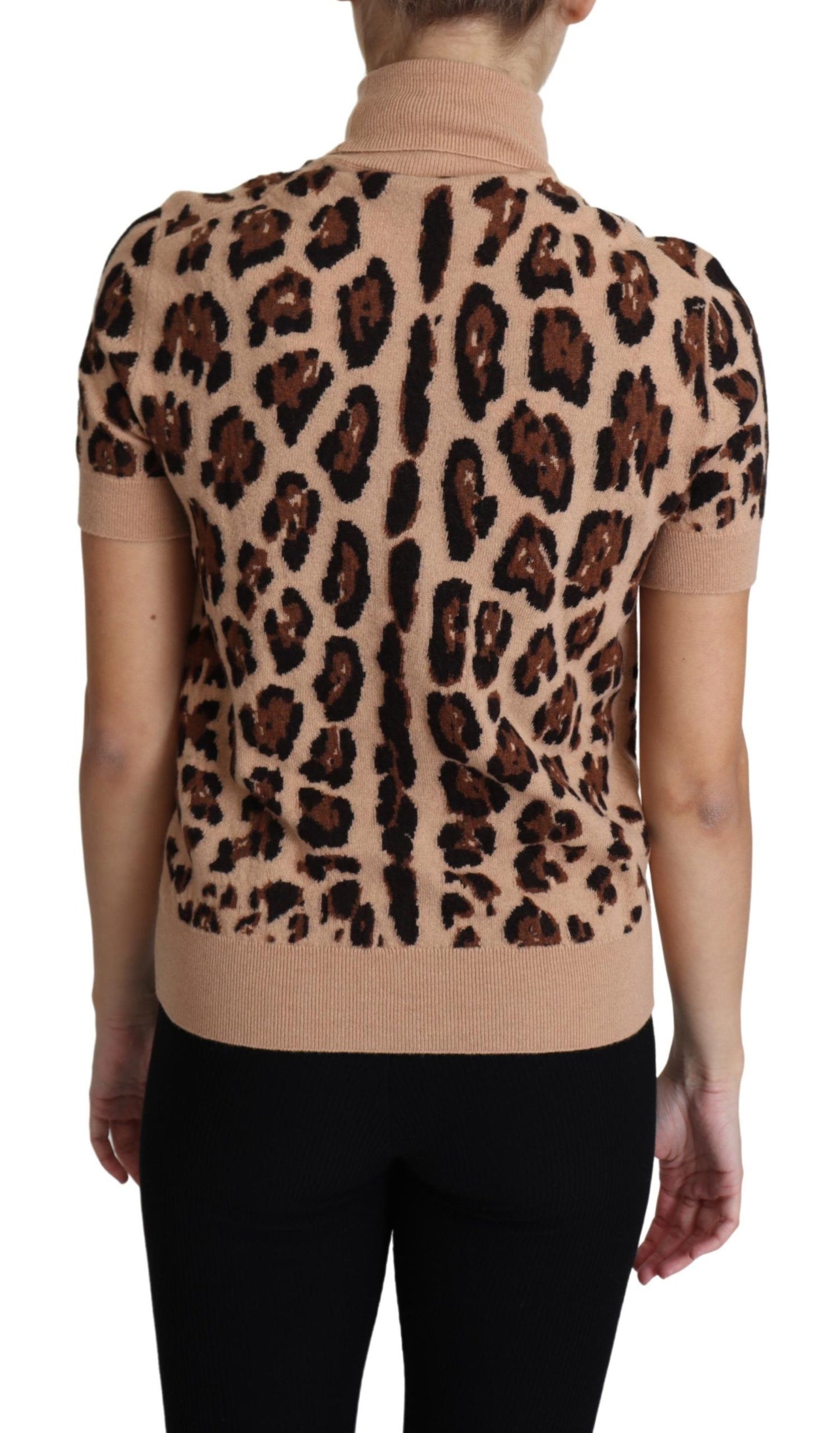 Dolce & Gabbana Elegantes Rollkragenpullover aus Wolle mit Leopardenmuster