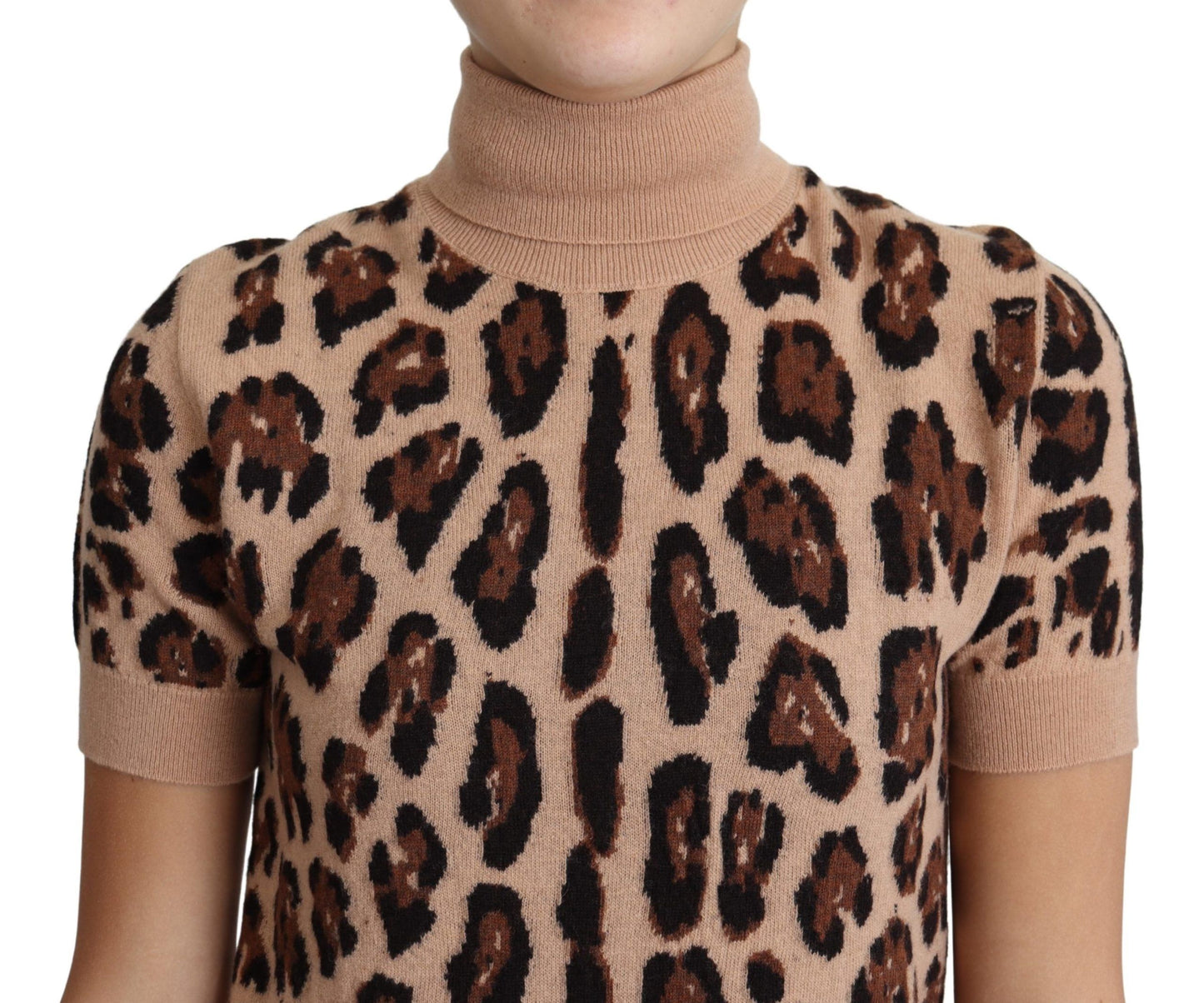 Dolce & Gabbana Elegantes Rollkragenpullover aus Wolle mit Leopardenmuster