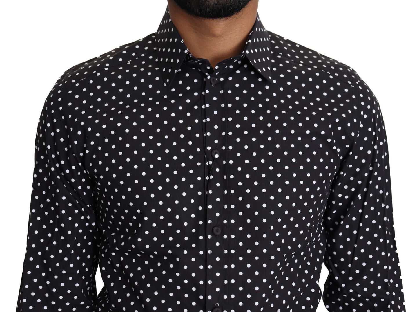 Dolce &amp; Gabbana Elegant Long Sleeve Shirt with Polka Dot for Men