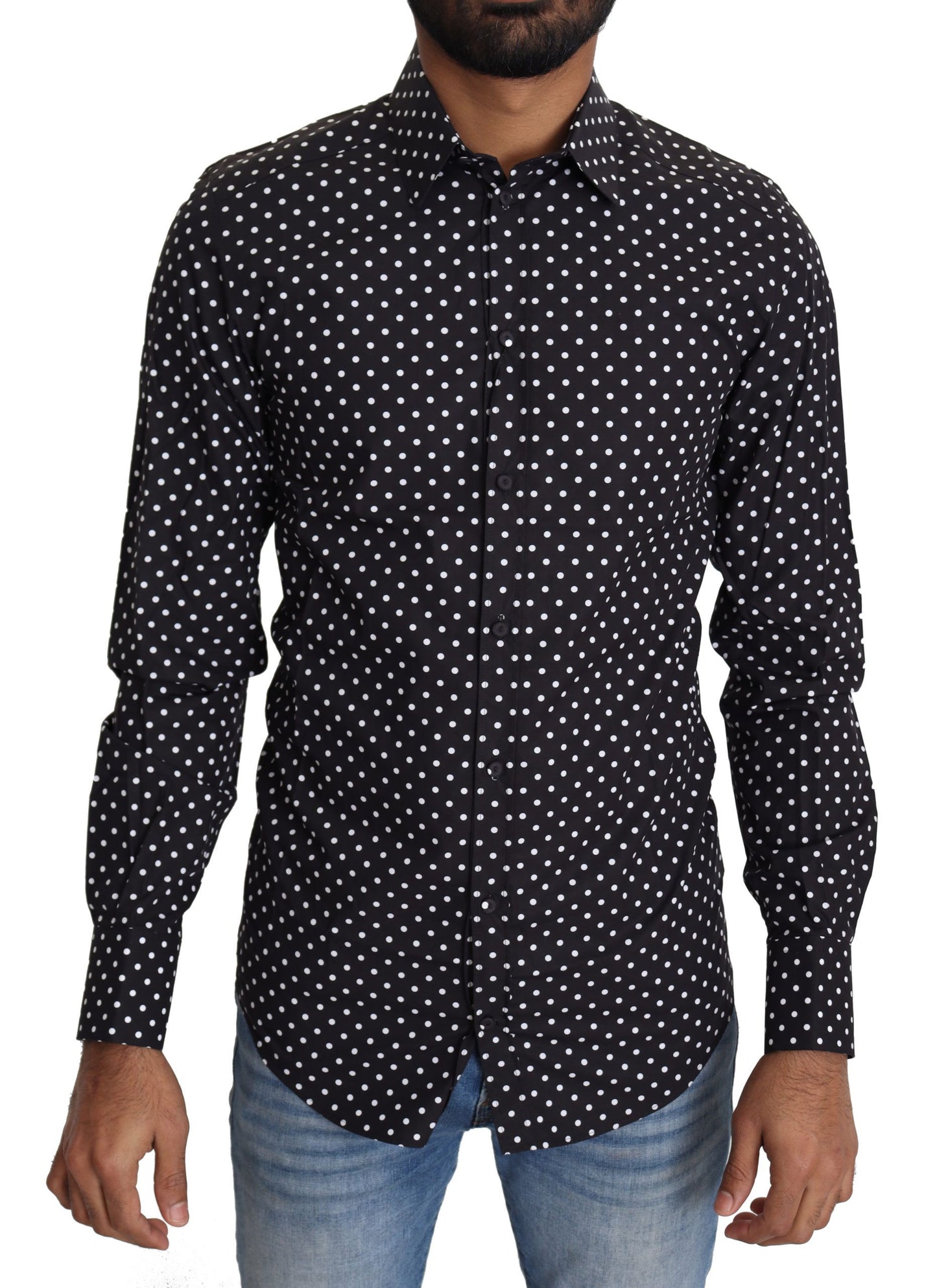 Dolce &amp; Gabbana Elegant Long Sleeve Shirt with Polka Dot for Men