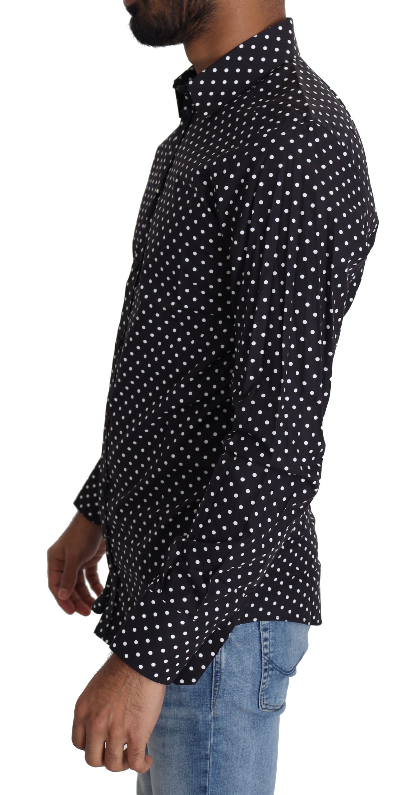 Dolce &amp; Gabbana Elegant Long Sleeve Shirt with Polka Dot for Men