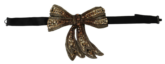 Dolce &amp; Gabbana Elegant Silk Bow Tie with Rhinestones