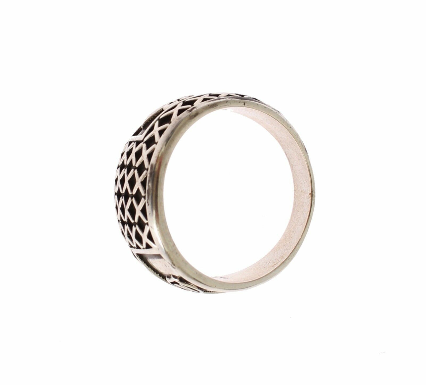 Nialaya Elegant silver band with black accents