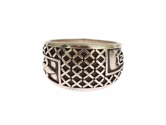 Nialaya Elegant silver band with black accents