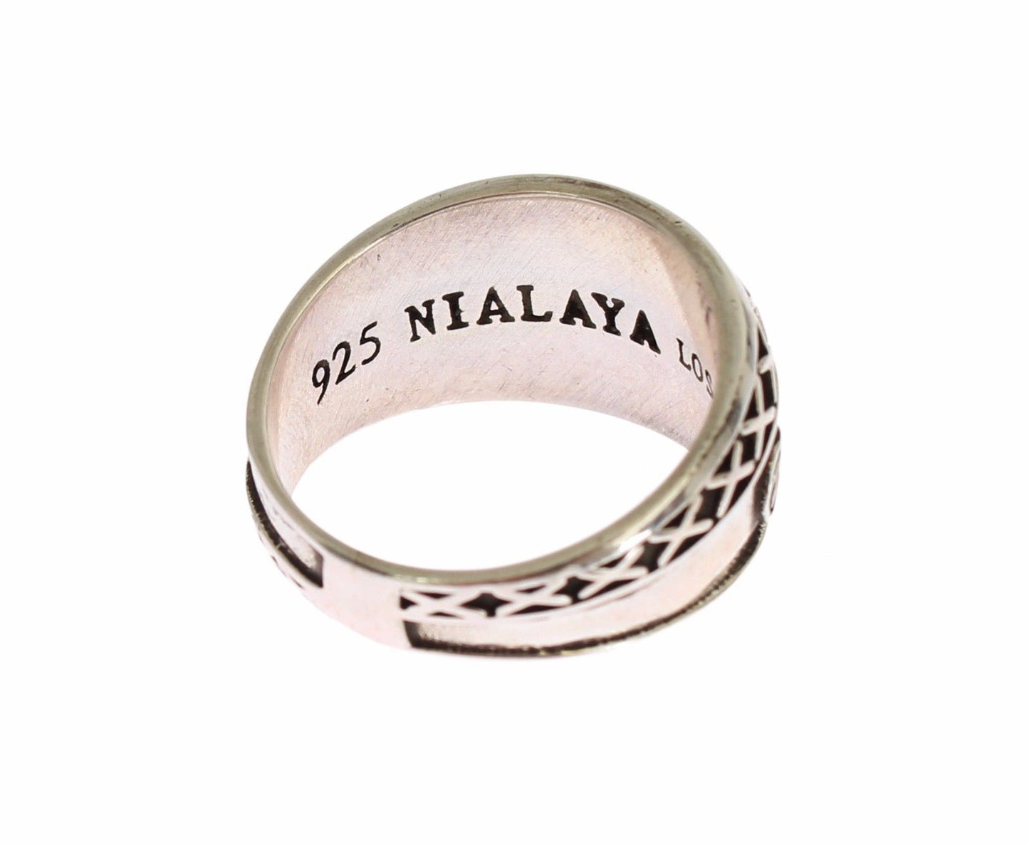 Nialaya Elegant silver band with black accents