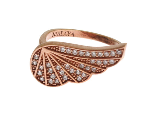 Nialaya Eleganter Rosa Gold CZ Kristall Ring