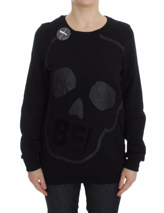 Exte Chic cotton sweater with round neck and skull motif