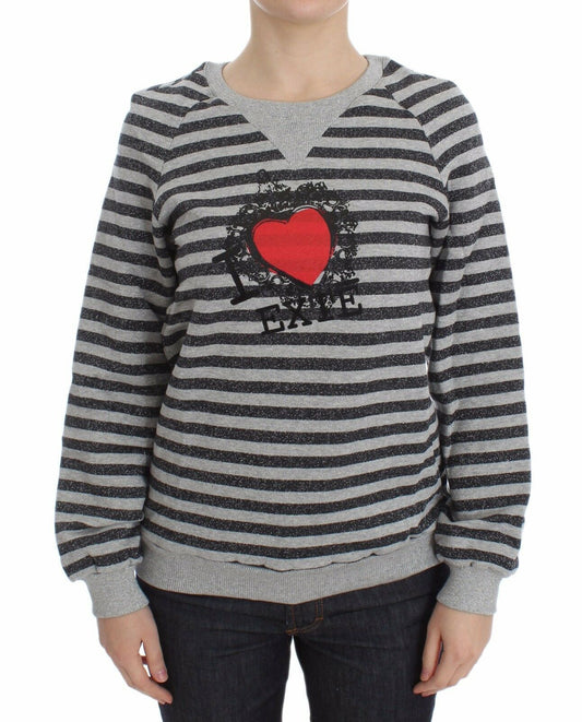 Exte Chic grey striped sweater with round neck