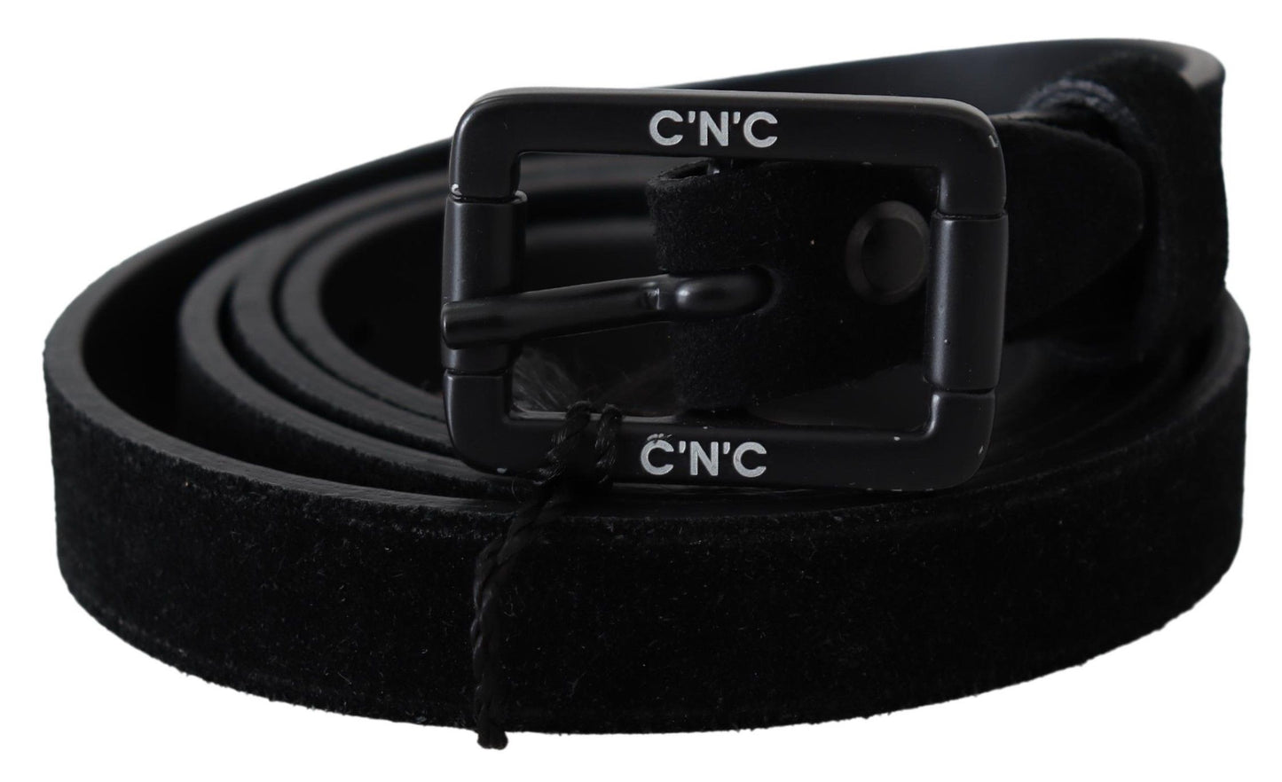 Costume National Elegant black leather belt with velvet buckle