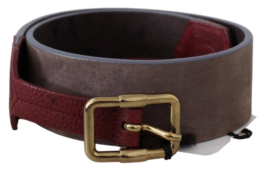 GF Ferre Elegant brown leather belt with gold buckle