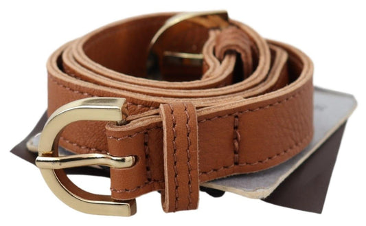 Scervino Street Elegant brown leather belt with double buckle