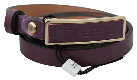 GF Ferre Elegant chestnut brown leather belt with gold buckle