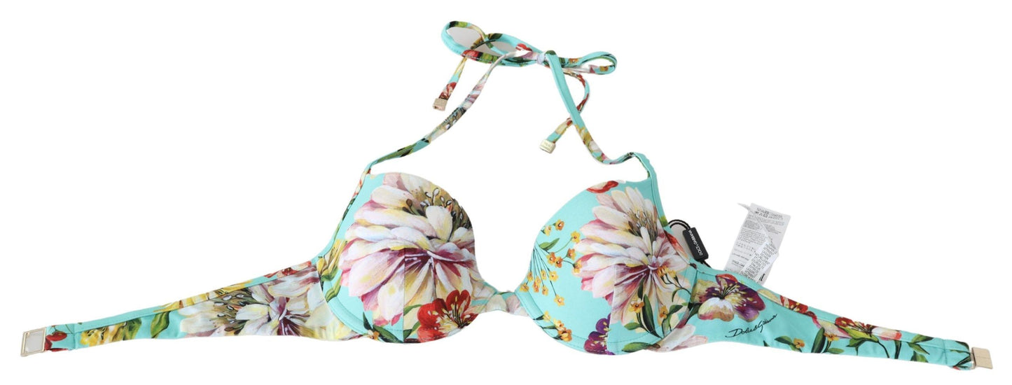 Dolce &amp; Gabbana Chic Mint Green kukkainen bikinipaita