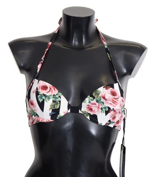 Dolce &amp; Gabbana Chic bikini top with rose pattern for elegant beach days