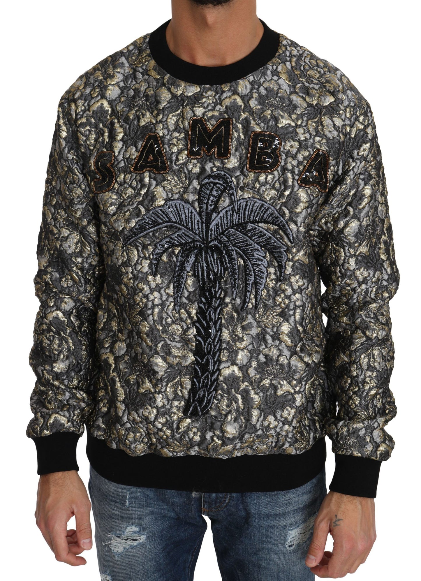 Dolce &amp; Gabbana Samba Jacquard Palm Crew Neck -neulepusero