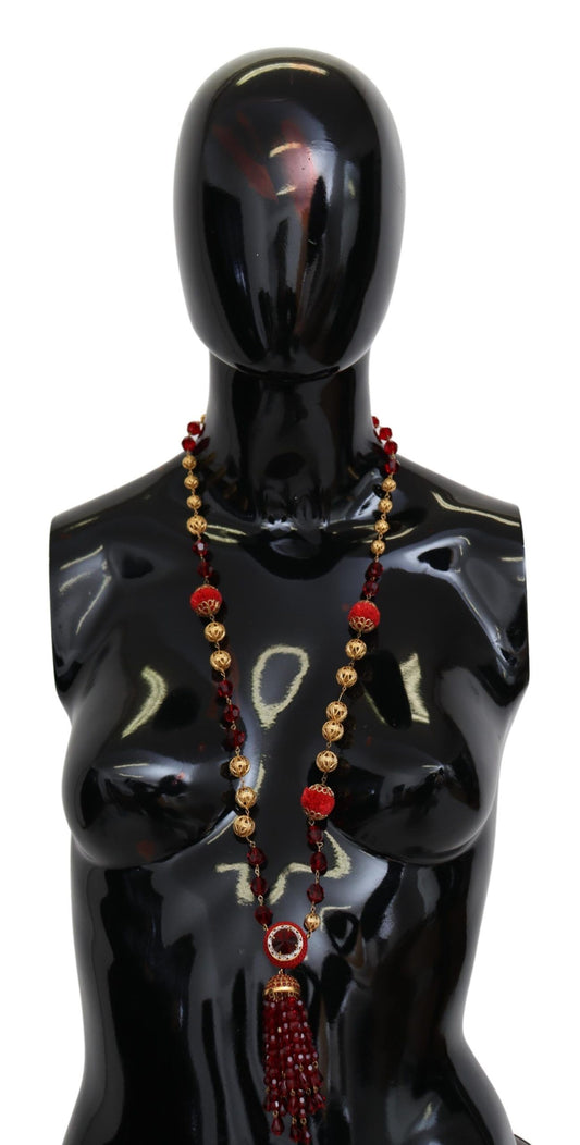 Dolce &amp; Gabbana Elegant Necklace with Gold Plated Red Crystal