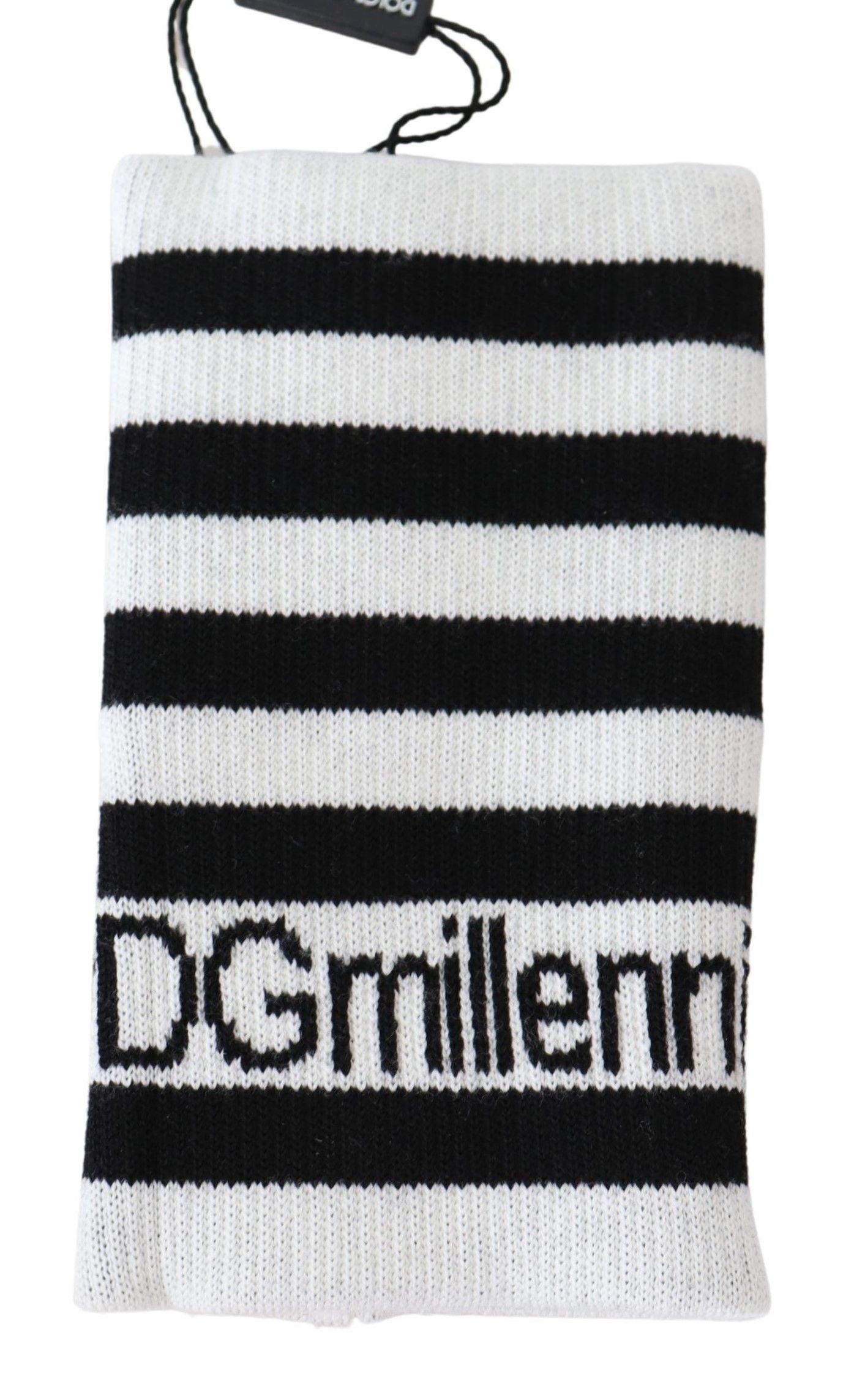 Dolce &amp; Gabbana Elegant black and white wool blend wrist scarf