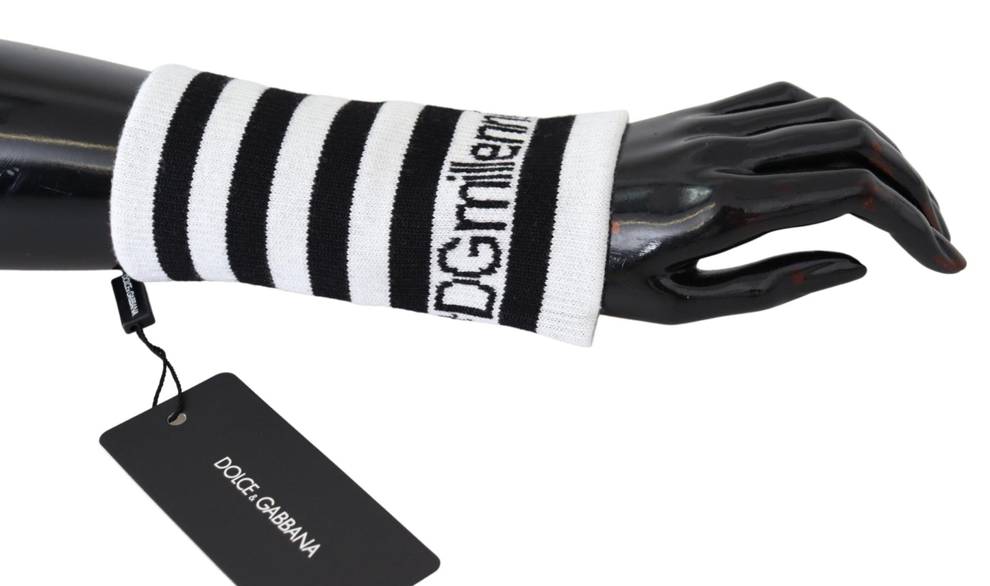 Dolce &amp; Gabbana Elegant black and white wool blend wrist scarf