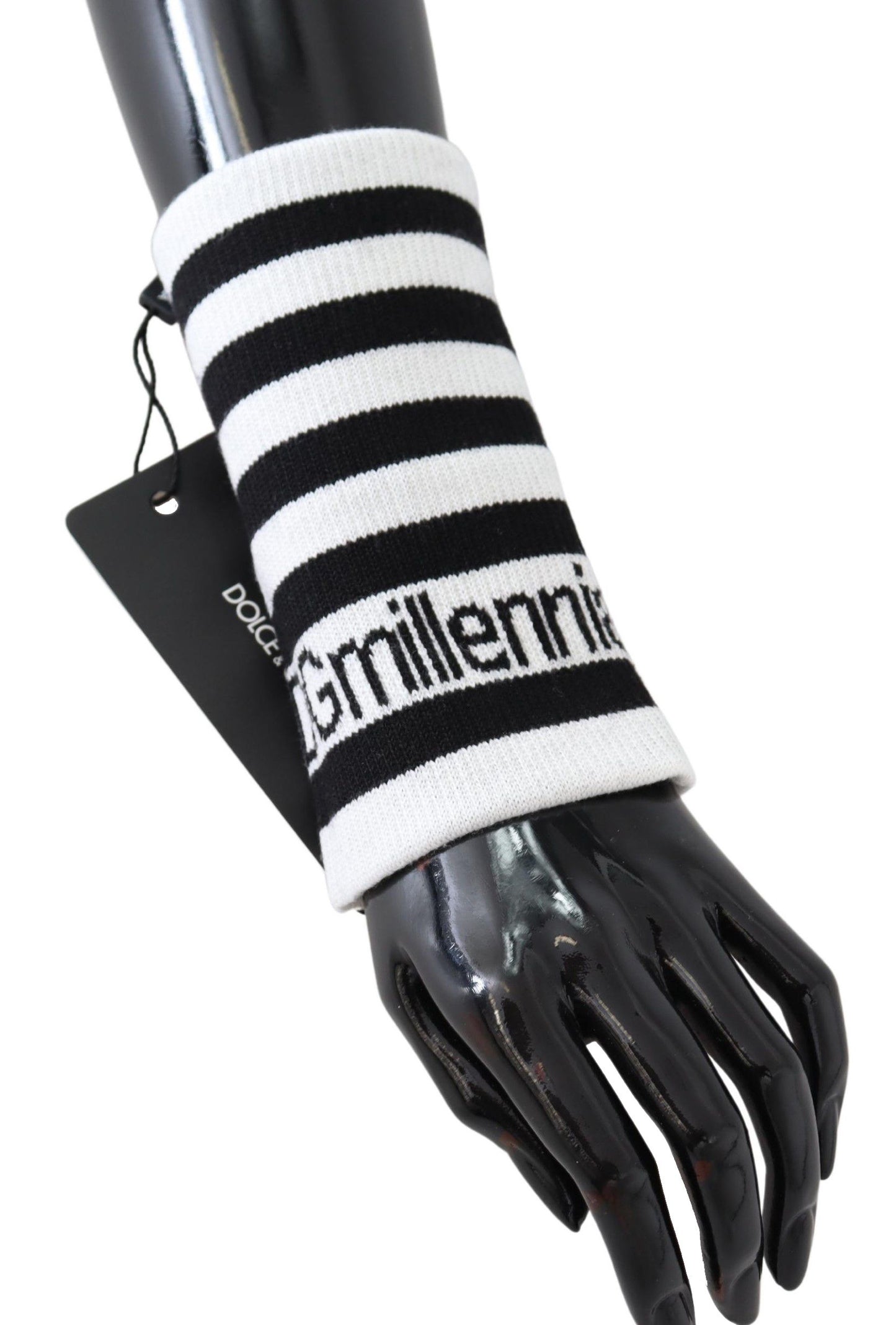 Dolce &amp; Gabbana Elegant black and white wool blend wrist scarf