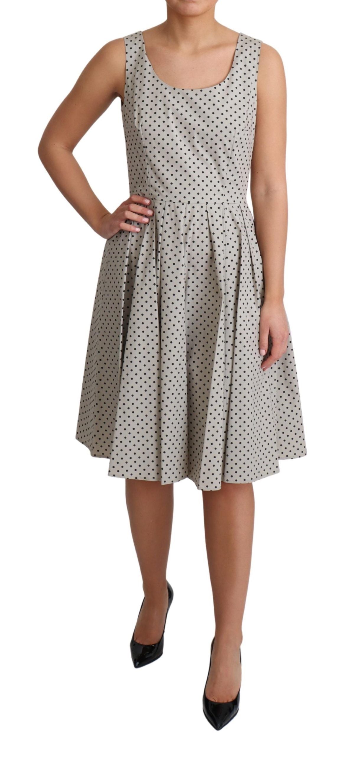 Dolce &amp; Gabbana Polka Dot beige hihaton A-linjainen mekko