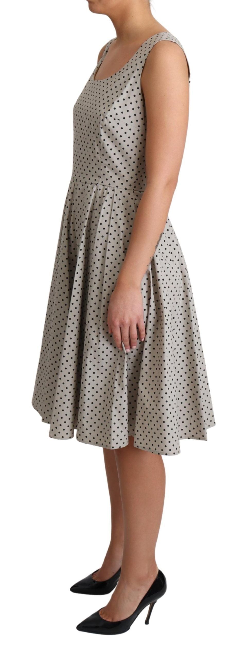 Dolce &amp; Gabbana Polka Dot beige hihaton A-linjainen mekko