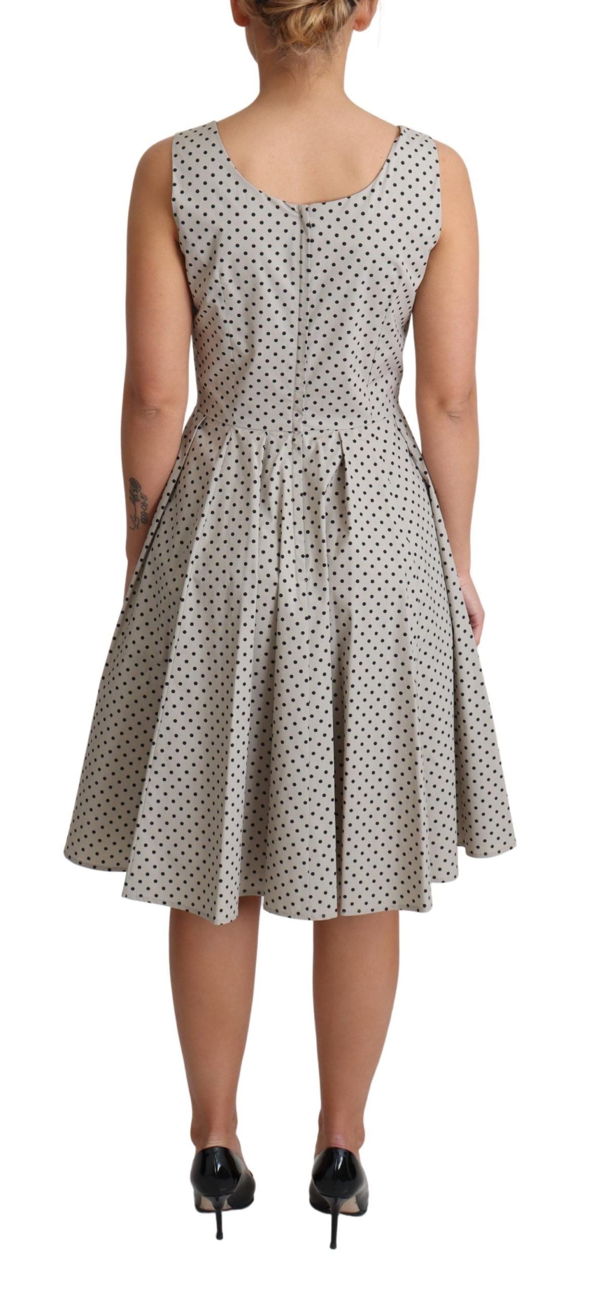 Dolce &amp; Gabbana Polka Dot beige hihaton A-linjainen mekko