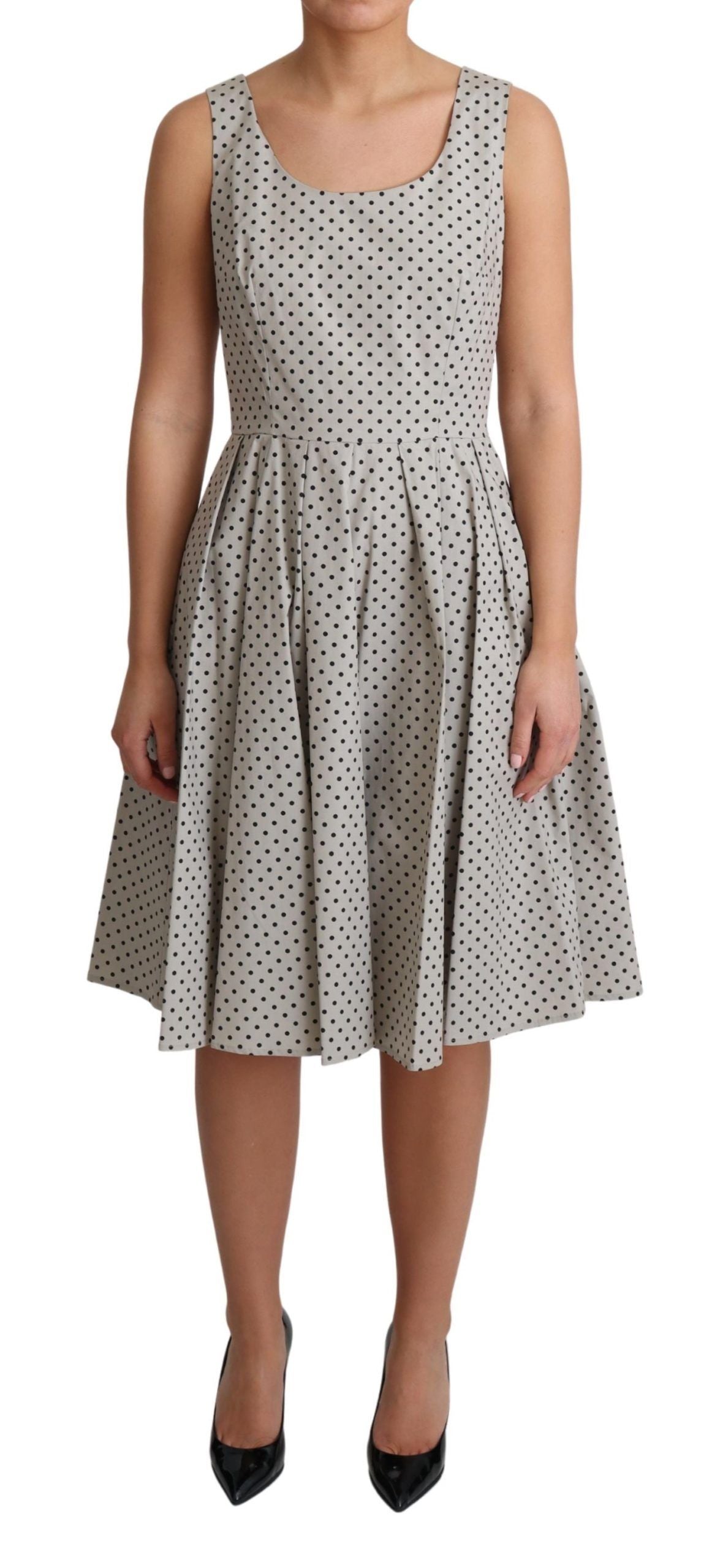 Dolce &amp; Gabbana Polka Dot beige hihaton A-linjainen mekko