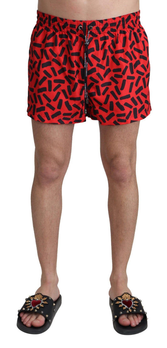 Dolce & Gabbana Strahlend rote Badehose mit Kordelzug