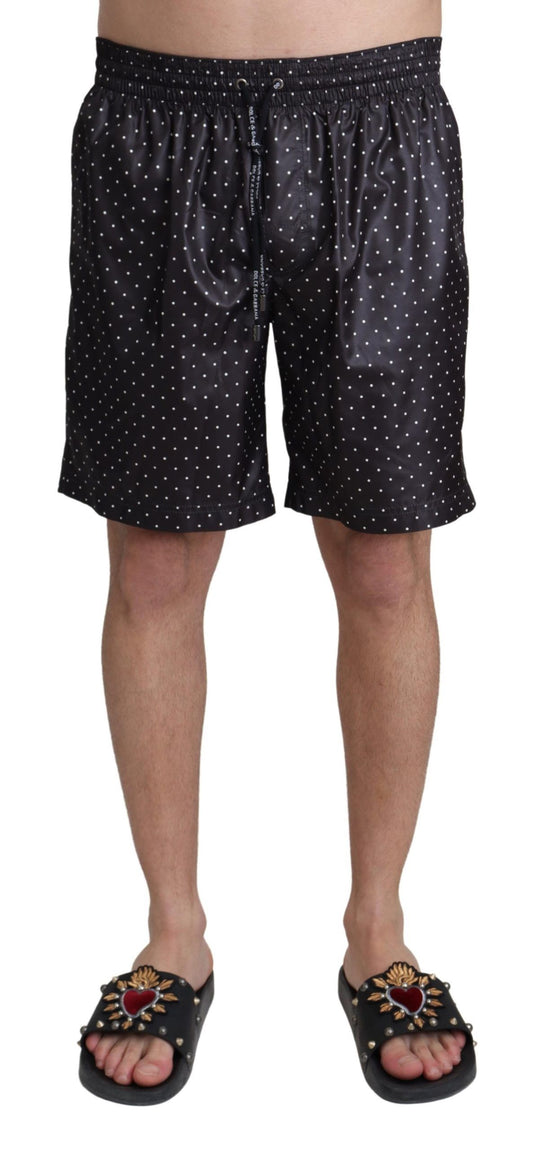 Dolce & Gabbana Chic Black Polka Dot Herren Badehose