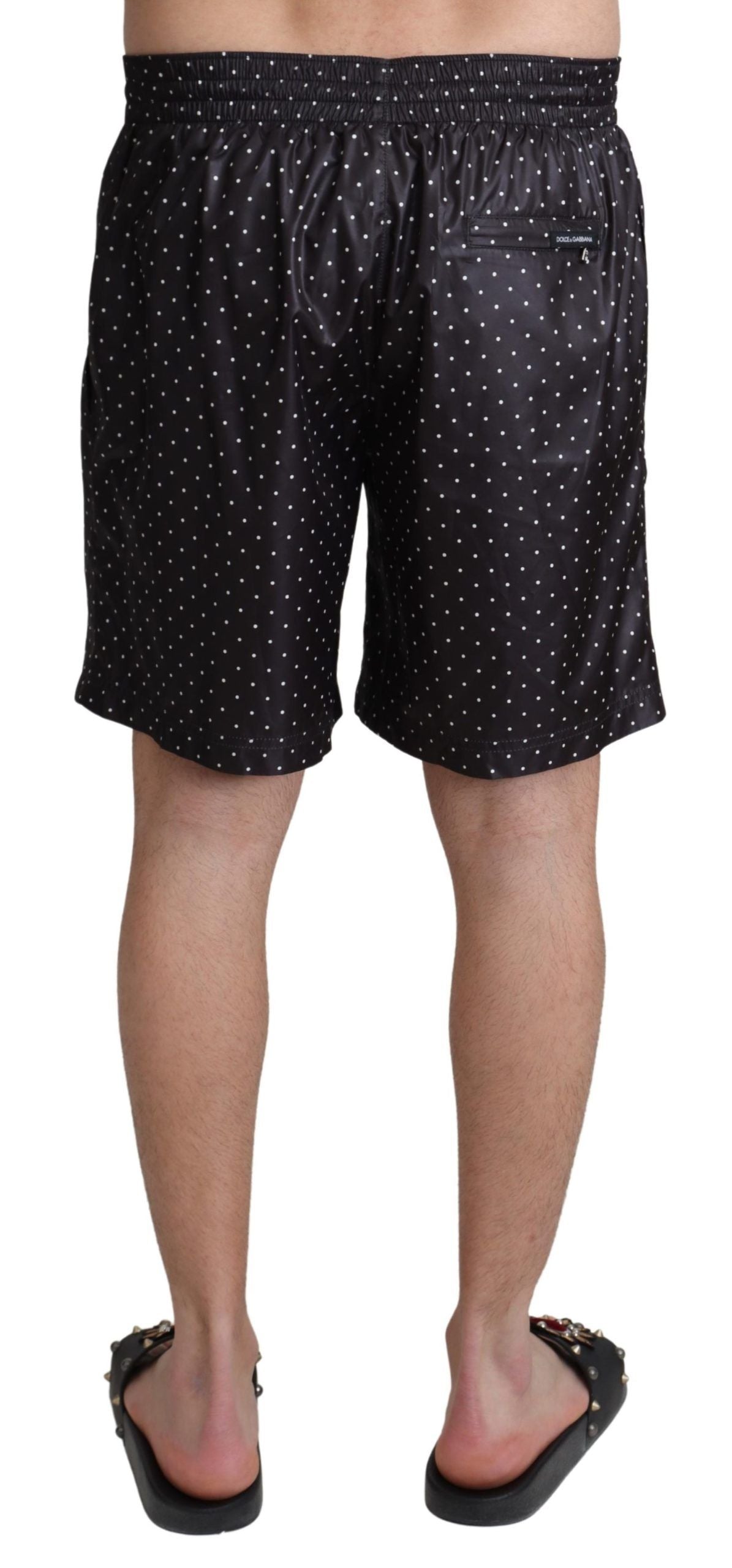 Dolce &amp; Gabbana Chic Black Polka Dot Men's Swim Trunks