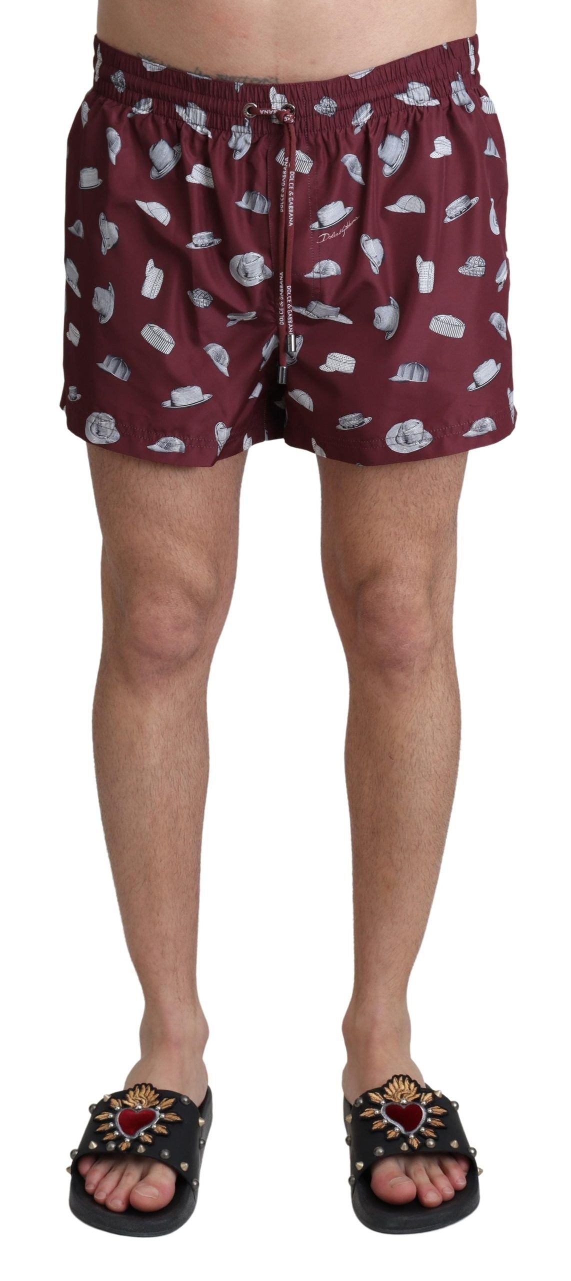 Dolce & Gabbana Maroon Elegance Badehose für Männer