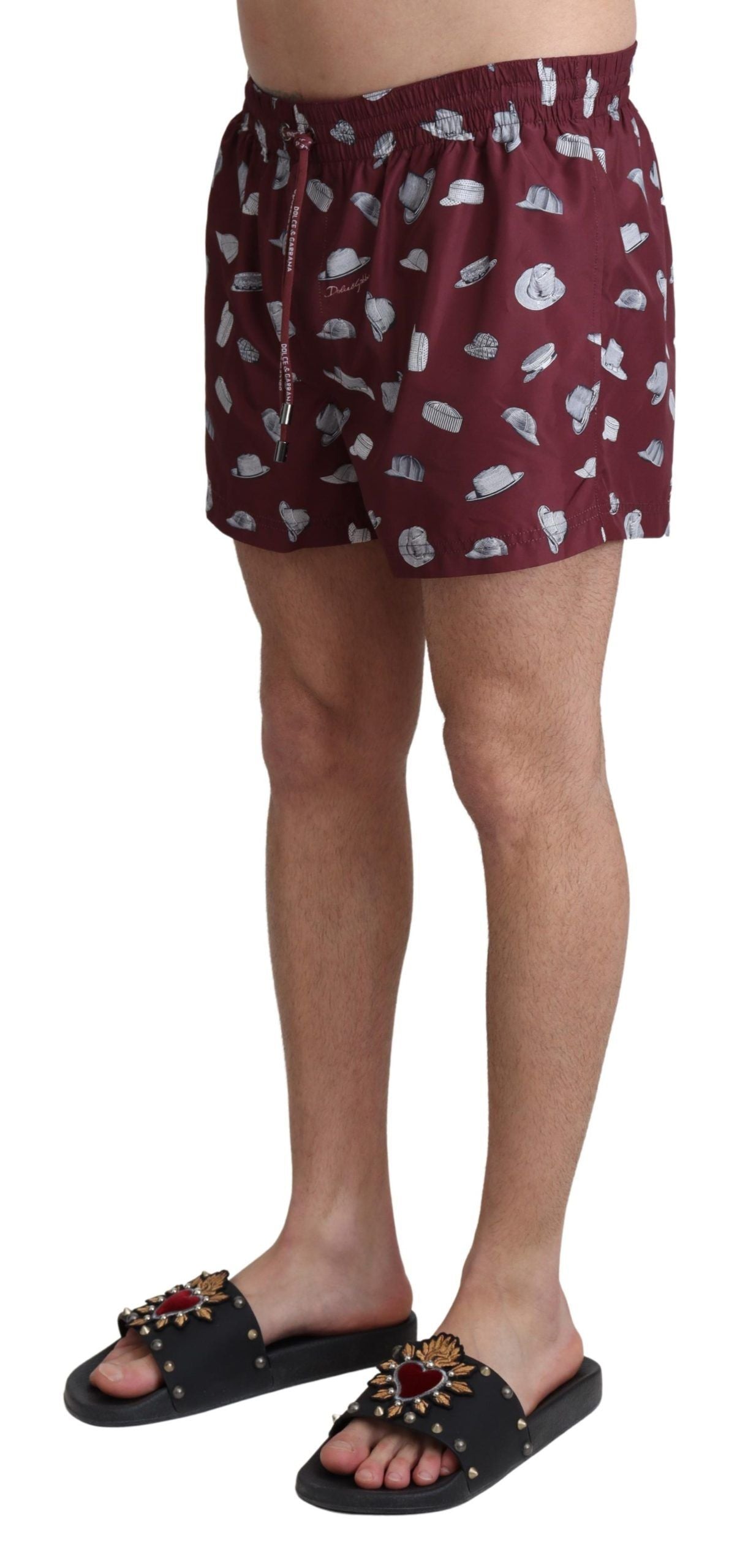 Dolce & Gabbana Maroon Elegance Badehose für Männer