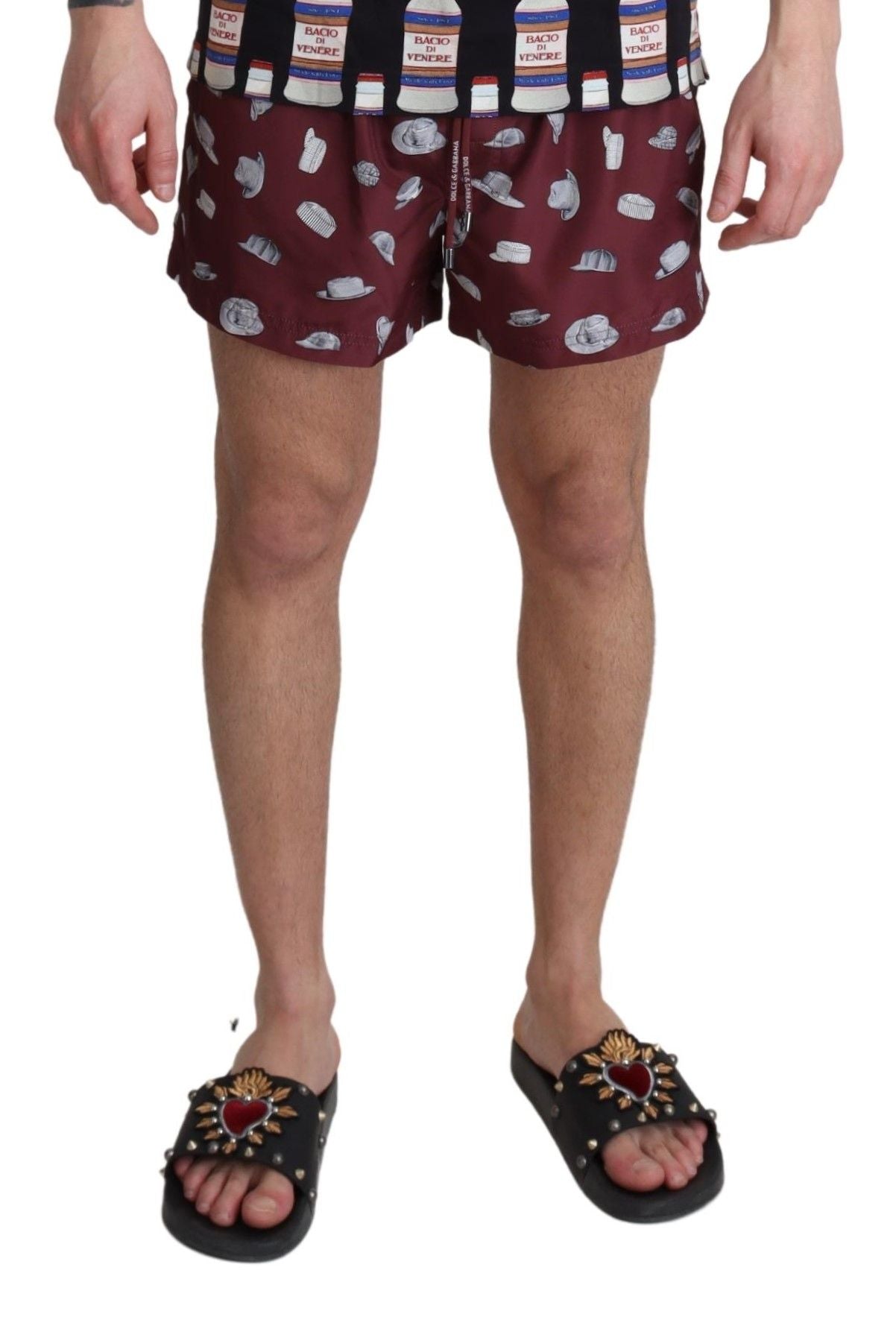 Dolce & Gabbana Maroon Elegance Badehose für Männer