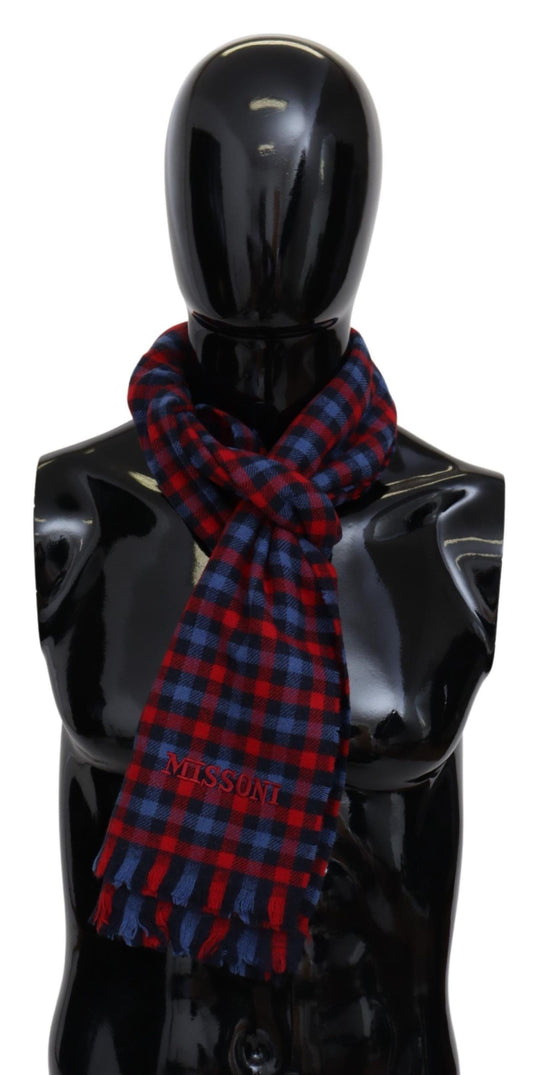 Missoni Chic wool scarf in check pattern with logo embroidery