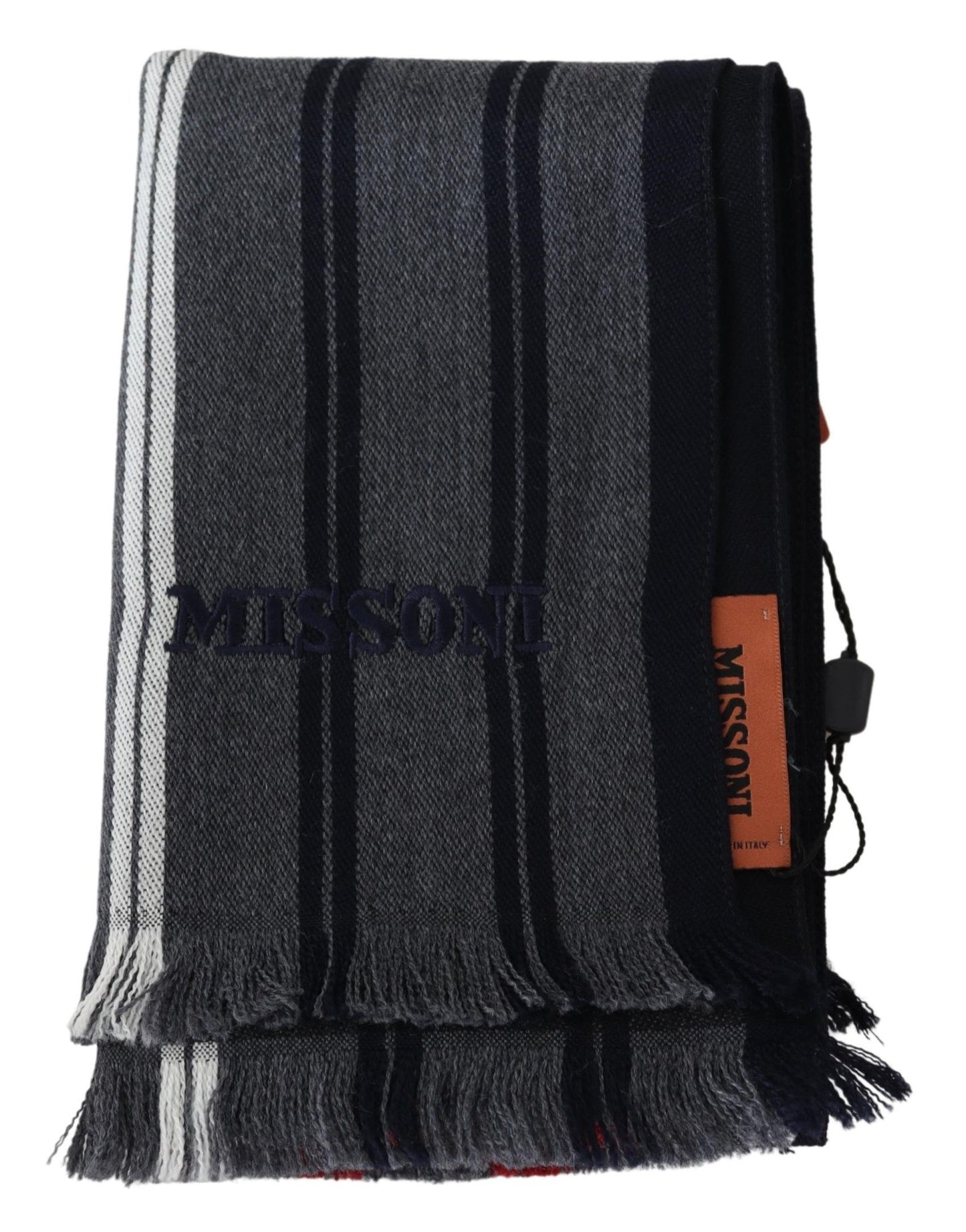 Missoni Elegant monivärinen villahuivi logobrodeerauksella